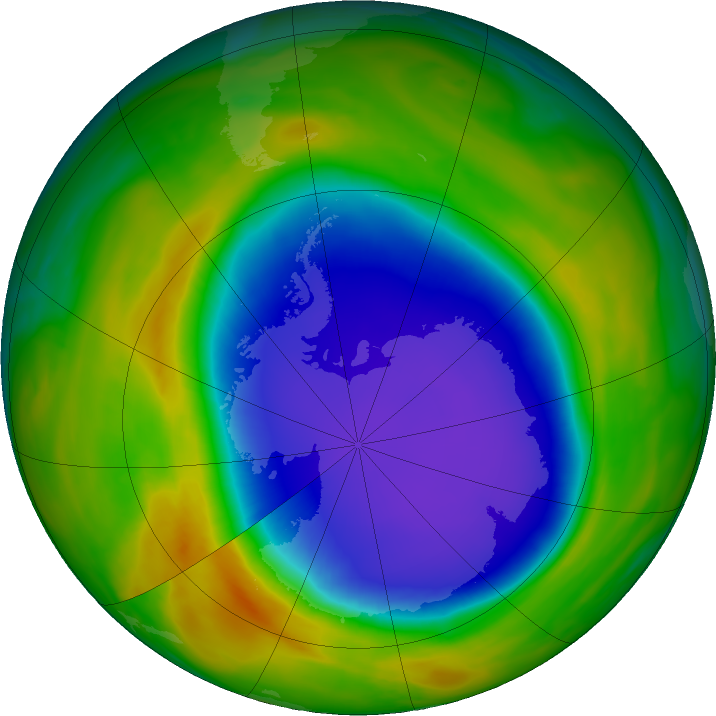 Antarctic ozone map for 26 October 2023
